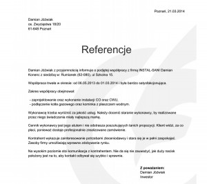 Referencje - Damian Jóźwiak